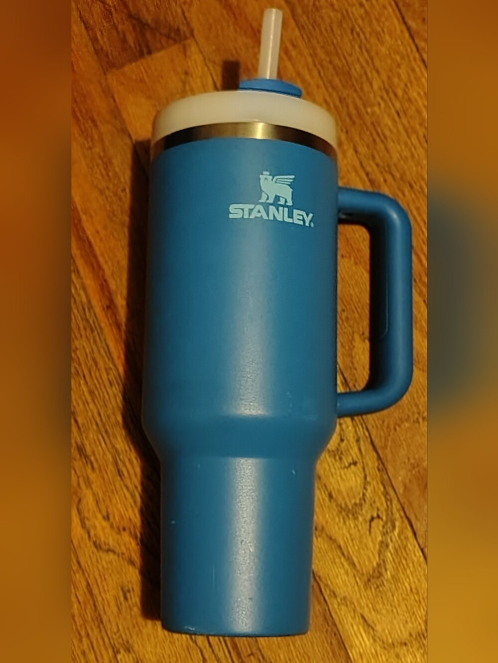 Stanley 40oz Blue Insulated Travel Mug with Handle And Straw